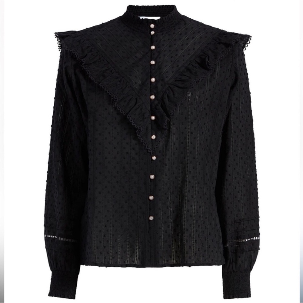 Hill House Black Lace Ruffle Blouse